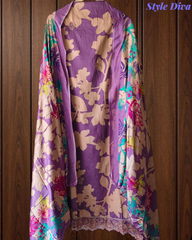 Pure Cotton Printed Embroidered Un-Stiched Suit with Mul Cotton Digital Print Dupatta