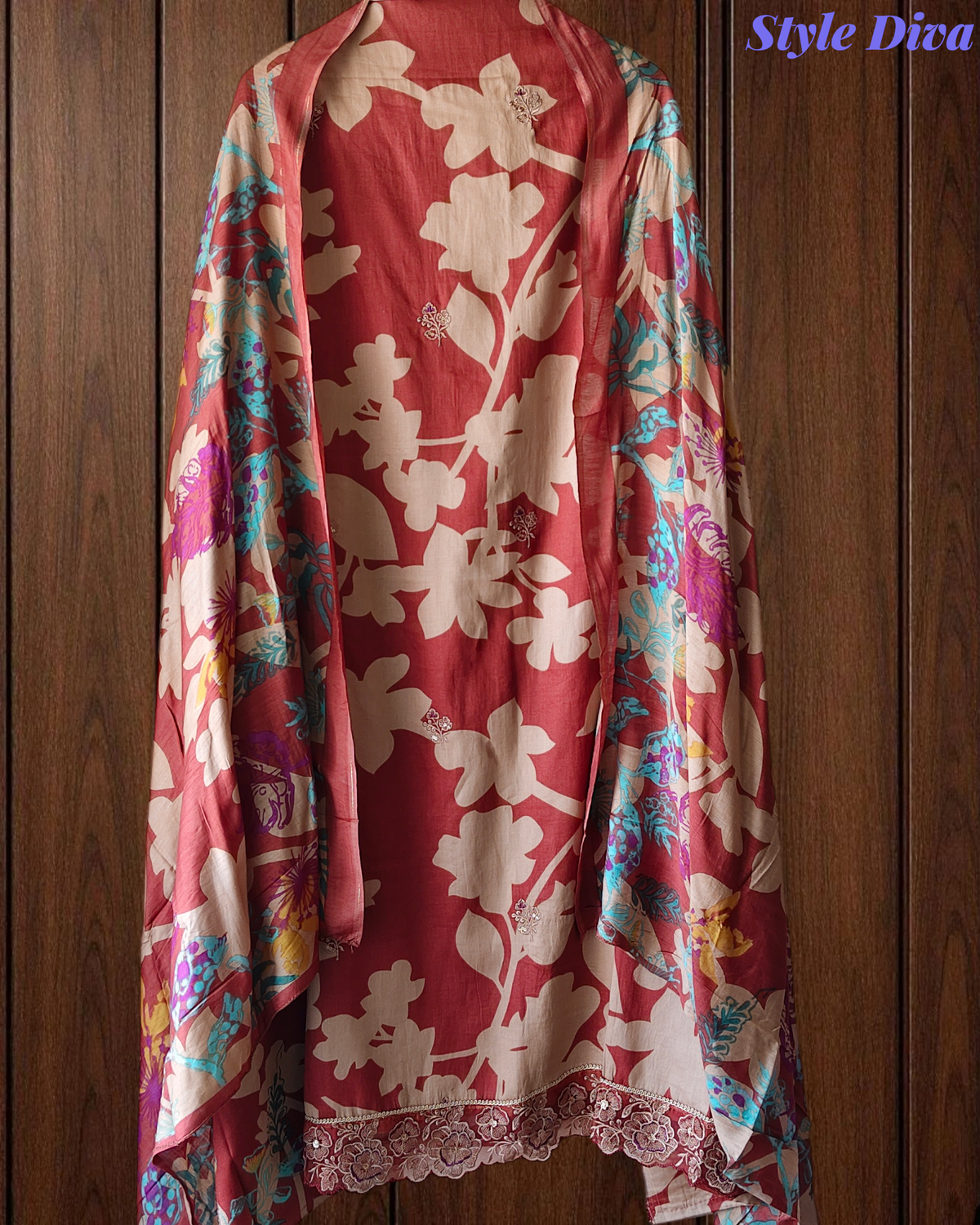 Pure Cotton Printed Embroidered Un-Stiched Suit with Mul Cotton Digital Print Dupatta