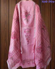 Linen Digital Printed Un-Stitched Suit with Sequin Highlighting and Linen Dupatta