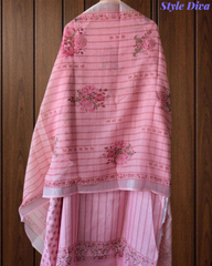 Linen Digital Printed Un-Stitched Suit with Sequin Highlighting and Linen Dupatta