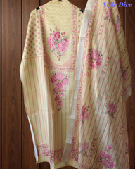 Linen Digital Printed Un-Stitched Suit with Sequin Highlighting and Linen Dupatta