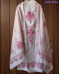 Linen Digital Printed Un-Stitched Suit with Sequin Highlighting and Linen Dupatta