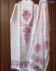 Linen Digital Printed Un-Stitched Suit with Sequin Highlighting and Linen Dupatta