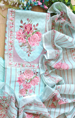 Linen Digital Printed Un-Stitched Suit with Sequin Highlighting and Linen Dupatta