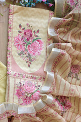 Linen Digital Printed Un-Stitched Suit with Sequin Highlighting and Linen Dupatta