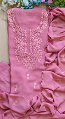 Premium Georgette Lucknowi Embroidery Unstitched Suit