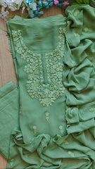 Premium Georgette Lucknowi Embroidery Unstitched Suit