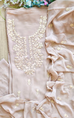 Premium Georgette Lucknowi Embroidery Unstitched Suit