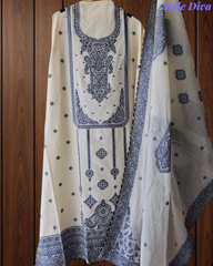 Pure Cotton Weaving Embroidery Unstitched Suit with Coordinated Dupatta