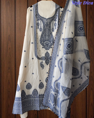Pure Cotton Weaving Embroidery Unstitched Suit with Coordinated Dupatta