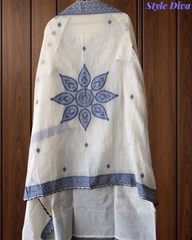 Pure Cotton Weaving Embroidery Unstitched Suit with Coordinated Dupatta