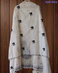 Pure Cotton Thread Embroidery Unstitched Suit with Mul Cotton Dupatta
