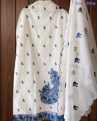 Pure Cotton Thread Embroidery Unstitched Suit with Mul Cotton Dupatta