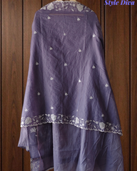 Mul Chanderi Pearl & Sequence Work Unstitched Suit with Scalloped Dupatta