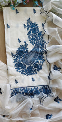 Pure Cotton Thread Embroidery Unstitched Suit with Mul Cotton Dupatta