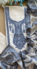 Pure Cotton Weaving Embroidery Unstitched Suit with Coordinated Dupatta