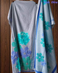Pure Cotton Printed Unstitched Suit with Faux Mirror High-Lighting