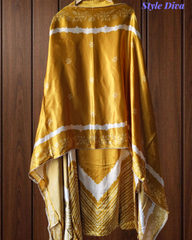 Premium Edit-Gajji Silk Digital Print Zari Embroidered Unstitched Suit with Border Dupatta