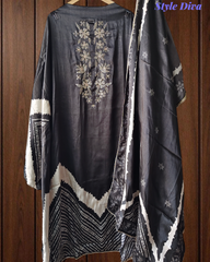 Premium Edit-Gajji Silk Digital Print Zari Embroidered Unstitched Suit with Border Dupatta