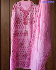 Premium Cotton Unstitched Suit with Parsi Embroidery Work