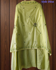 Premium Cotton Unstitched Suit with Parsi Embroidery Work