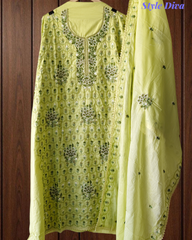 Premium Cotton Unstitched Suit with Parsi Embroidery Work