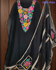 Organza Colorful Embroidery Un Stitched Suit with Jute & Crochet Lace and Matching Dupatta