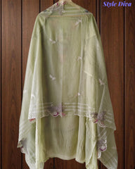 Designer - Organza Embroidery Un Stitched Suit with Crochet Lace Dupatta