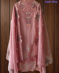 Designer - Organza Embroidery Un Stitched Suit with Crochet Lace Dupatta