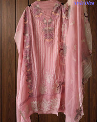 Designer - Organza Embroidery Un Stitched Suit with Crochet Lace Dupatta