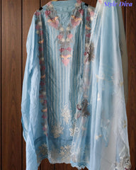 Designer - Organza Embroidery Un Stitched Suit with Crochet Lace Dupatta