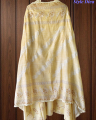 Cotton Printed Suit Set with Crochet Lacing & 3D Texture Work