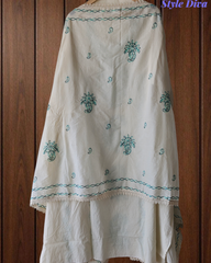 Pure Cotton Unstitched Suit with Kashmiri Aari Embroidery and Lacing Detail
