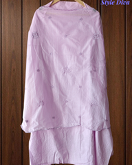 Cotton Laser Cut & Embroidered Unstitched Suit with Scalloped Dupatta (3 Pc Set)