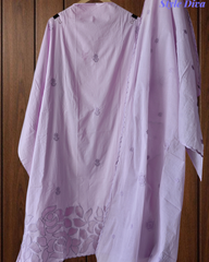Cotton Laser Cut & Embroidered Unstitched Suit with Scalloped Dupatta (3 Pc Set)