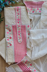 Summer Special- Pure Cotton Crochet Lacing & Embroidered Pakistani Style Unstitched Suit