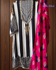 Muslin Mirror Work Semi-Stitched Suit with Digital Print Dupatta