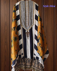Muslin Mirror Work Semi-Stitched Suit with Digital Print Dupatta