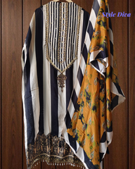 Muslin Mirror Work Semi-Stitched Suit with Digital Print Dupatta