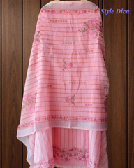 Linen Digital Print Unstitched Suit Set  with Pearl Highlighting