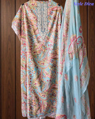 Pure Cotton Digital Print Unstitched Suit with Zari Patch Work & Chiffon Dupatta