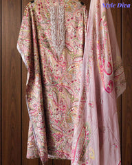 Pure Cotton Digital Print Unstitched Suit with Zari Patch Work & Chiffon Dupatta