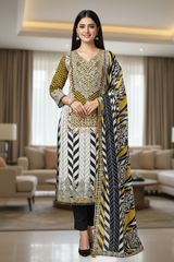 Muslin Mirror Work Semi-Stitched Suit with Digital Print Dupatta