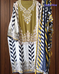 Muslin Mirror Work Semi-Stitched Suit with Digital Print Dupatta