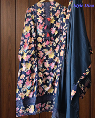 Pure Cotton Kantha Work and Crochet Lace Unstitched Suit with Mul Dupatta