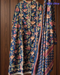 Pure Cotton Printed Unstitched Suit with Crochet Lacing and Mul Cotton Dupatta