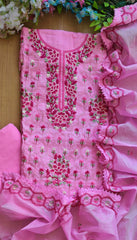 Premium Cotton Unstitched Suit with Parsi Embroidery Work