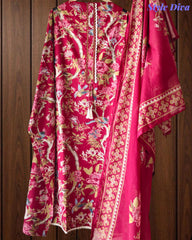 Pure Cotton Neck Work Un Stitched Suit with Digital Print Mul Cotton Dupatta