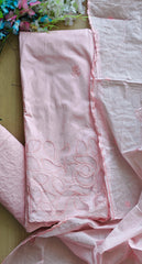 Cotton Laser Cut & Embroidered Unstitched Suit with Scalloped Dupatta (3 Pc Set)