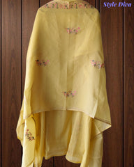Mul Chanderi Overall Aari Embroidery Un-Stitched Suit (3 Pc Set)